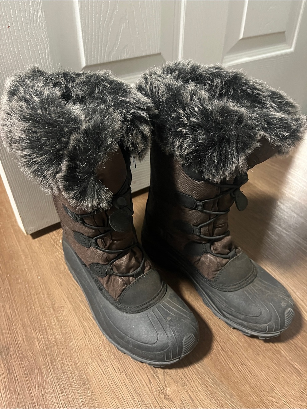 Kamik Brown Winter Boots with Gray Faux-Fur Cuff